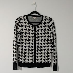 Merona Black and White Houndstooth Cardigan
